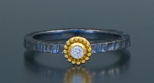 Zaffiro ring with gold, diamonds