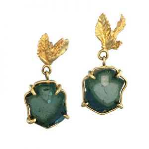 Judi Powers emerald and gold earrings