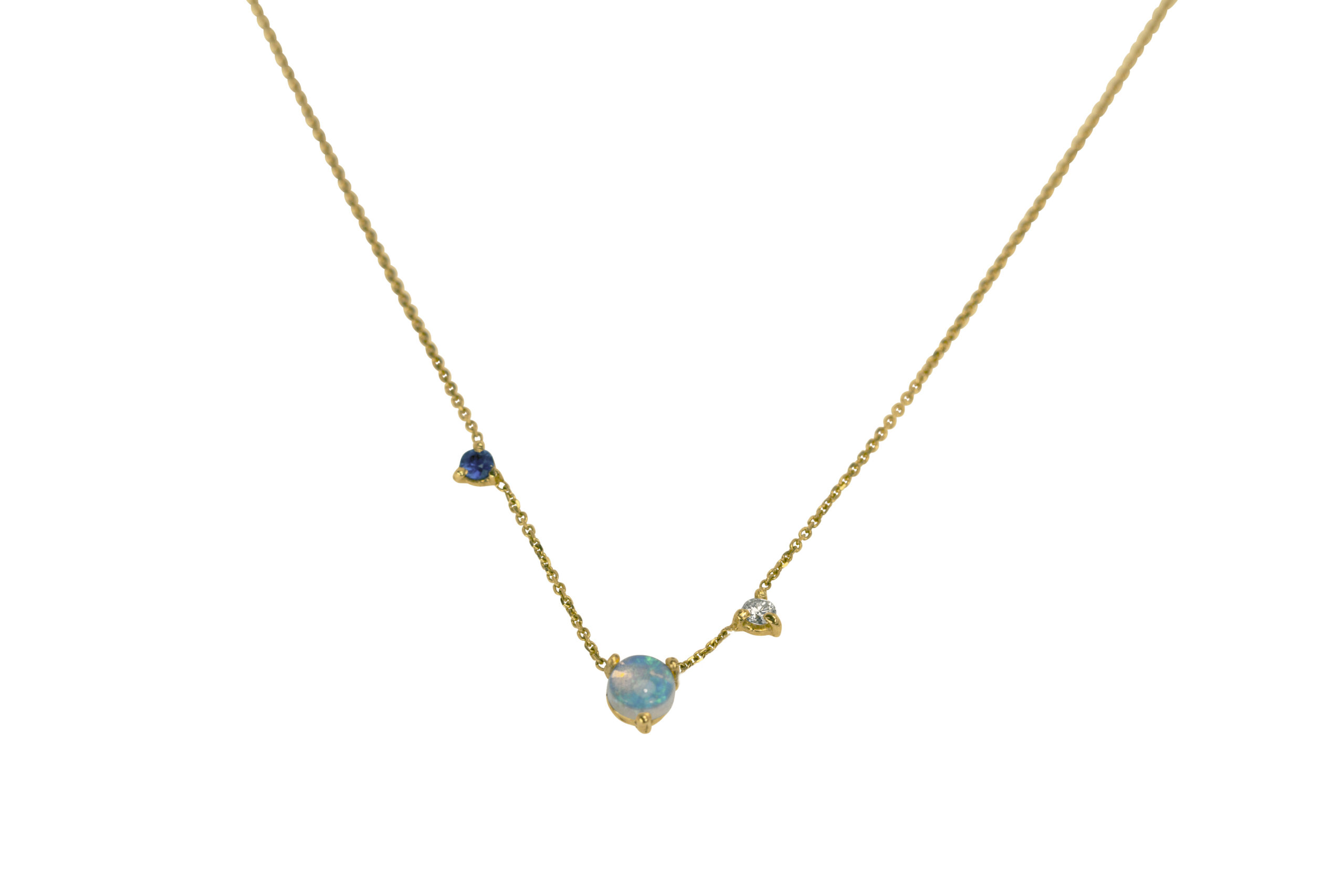 WWAKE Three-Step Blue and Gold Necklace